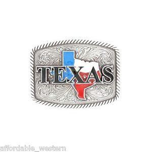 Red White and Square G Logo - TEXAS ~Silver Western Belt Buckle~ Red, White, Blue FLAG State ...