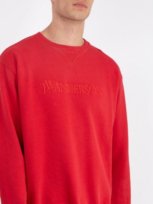 Crimson Colored Logo - Crimson-red Logo-embroidered cotton sweatshirt JW Anderson for cheap ...