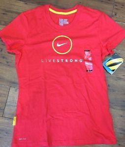 Crimson Colored Logo - Nike Womens Livestrong T-shirt Logo Top Cycling Running Crimson Red ...