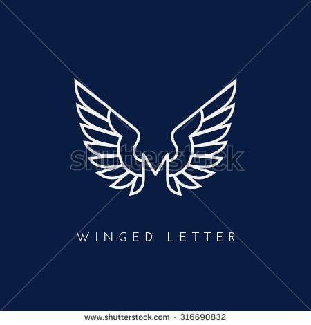 M Symbol Logo - Letter M with wings. Template for logo, label, emblem, sign, stamp