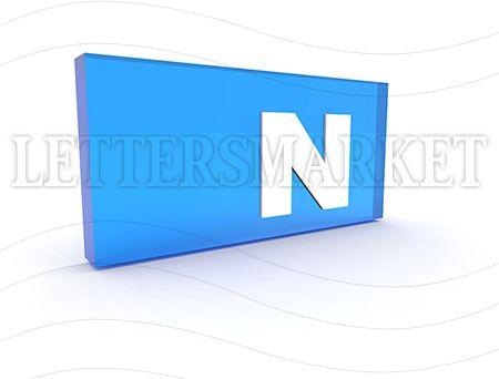 Blue Box with White a Logo - LettersMarket - 3D blue box and Letter N isolated on a white ...