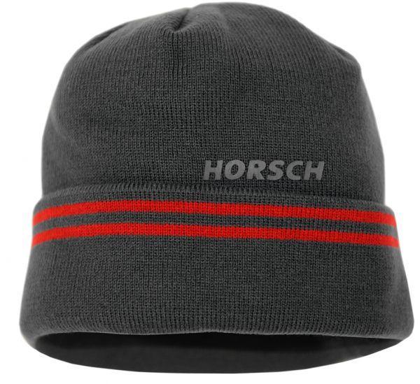 Grey with Red Lining Logo - Practical knitted cap with a printed HORSCH logo in matching colours ...