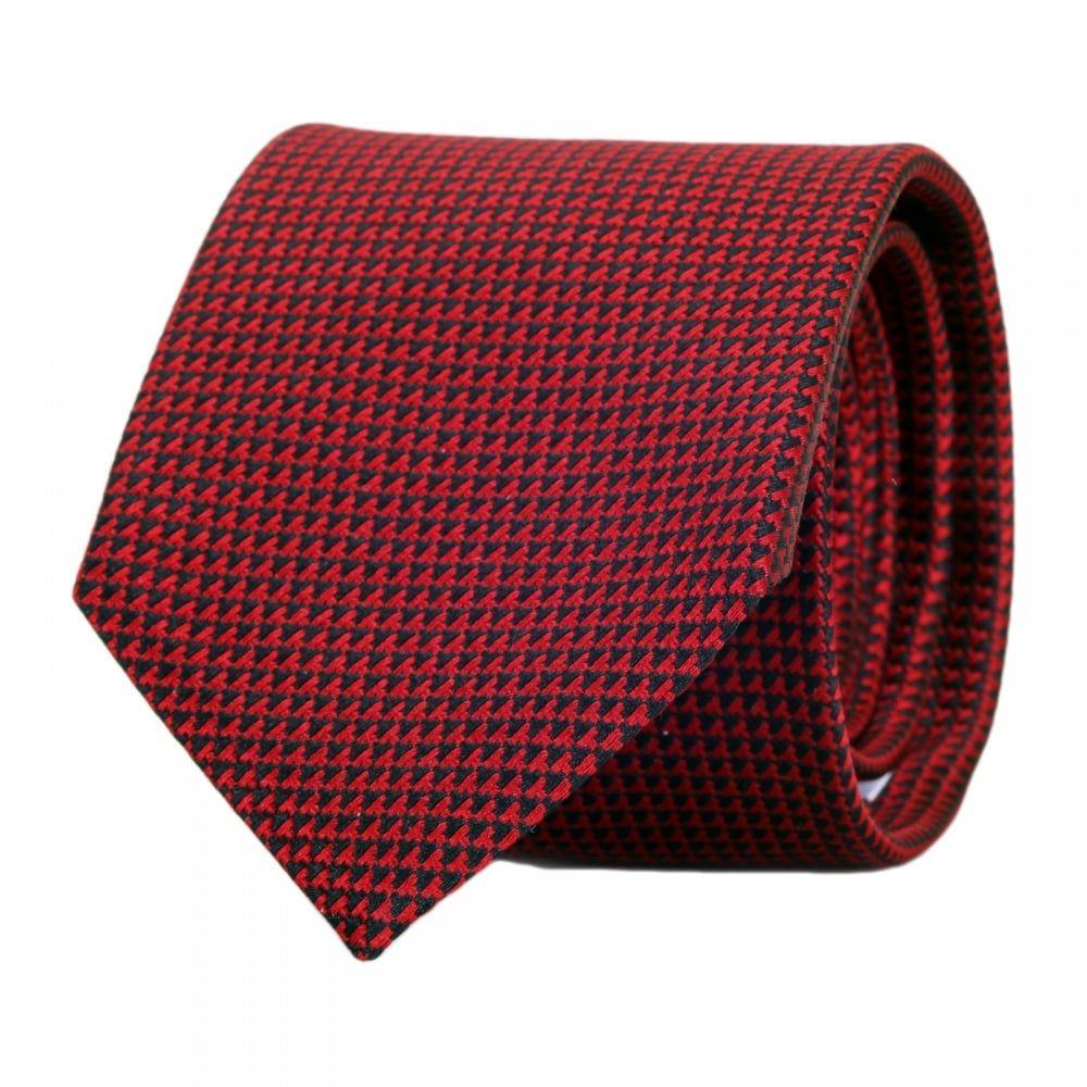 Grey with Red Lining Logo - Red and Black Patterned Ties for Men by Giorgio Armani