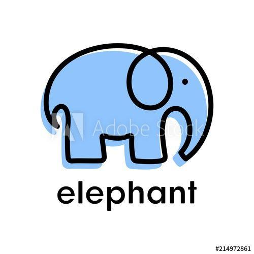 Blue Elephant Logo - Simple modern Elephant logo. Minimalism style. Blue elephant. Vector ...