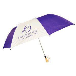 Purple and White w Logo - Large purple and White Umbrella w/ Backscratchers Logo - Backscratchers