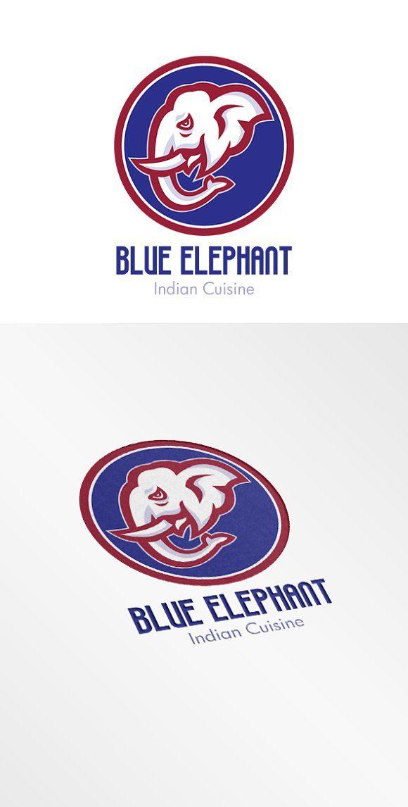 Blue Elephant Logo - Blue Elephant Indian Cuisine Logo Logo Templates Creative Market