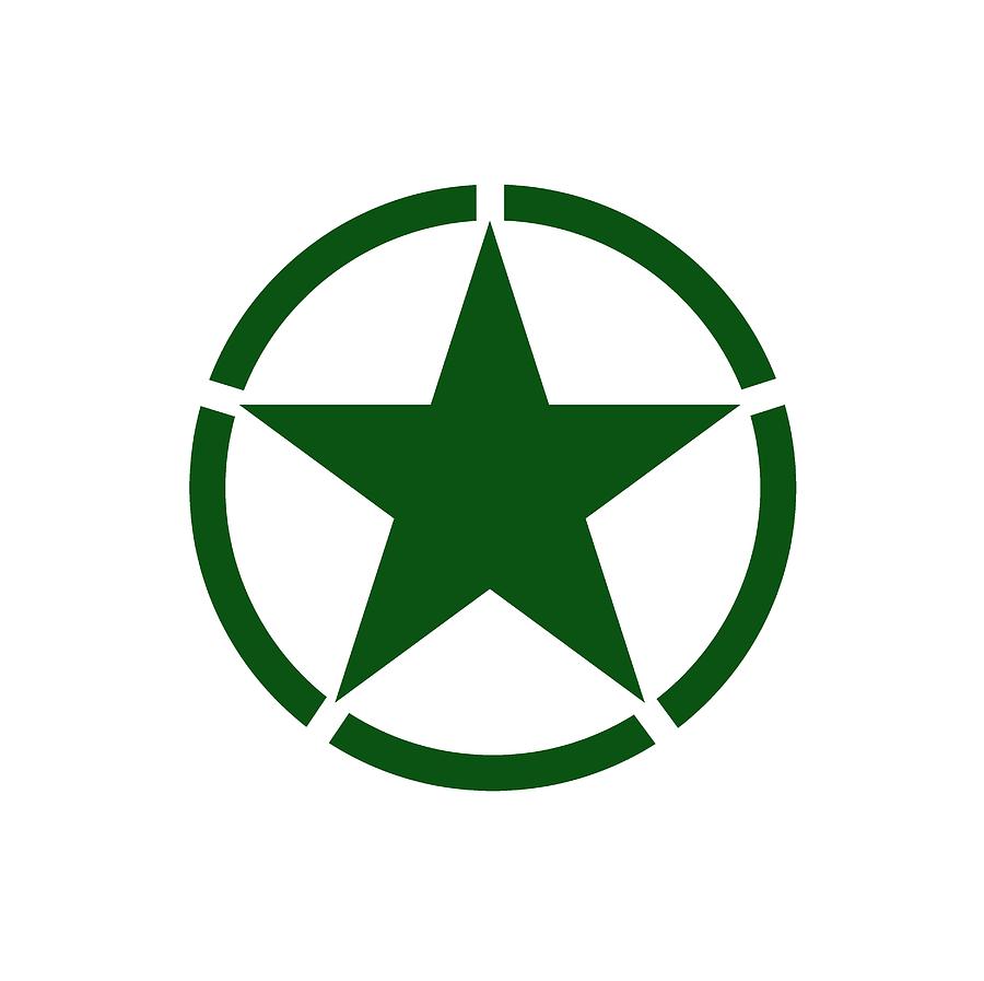 Green Circle Star Logo - Army, Star, Circle, Roundel, Jeep, War, Wwii, America, American, Usa