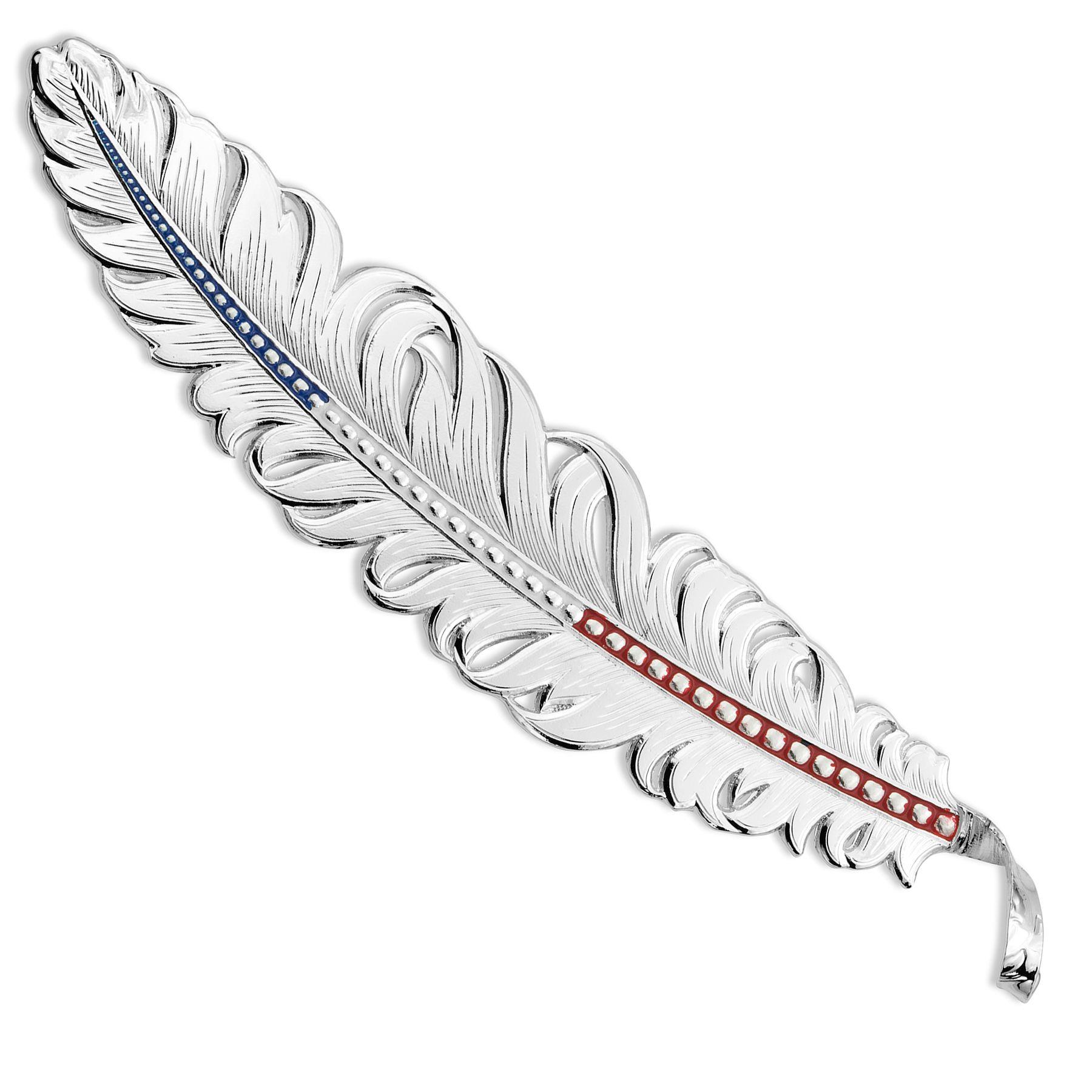 Red White Feather Logo - Red, White & Blue Montana Hat Feather | Montana Silversmiths