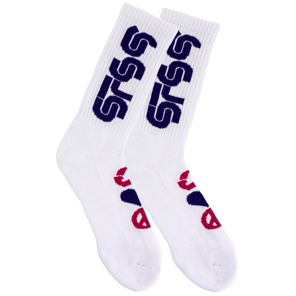 Purple and White w Logo - White w/ Pink + Purple Logo Socks. STS9. Online Store, Apparel