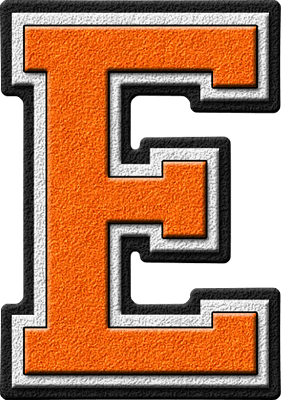 Orange Letter E Logo - Presentation Alphabets: Orange Varsity Letter E