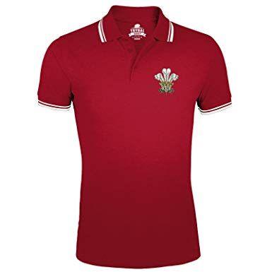 Red White Feather Logo - FunkyShirt Wales TryBull Rugby Feathers Logo Embroidered Red White ...