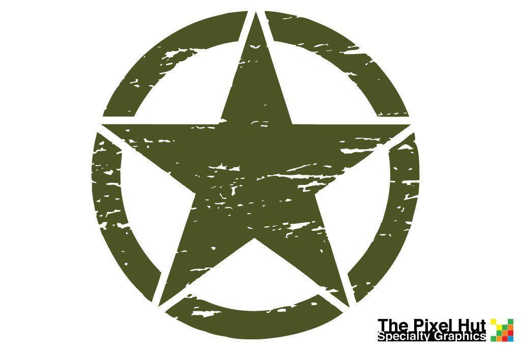 Green Circle Star Logo - Army Green 20 inch Oscar Mike Distressed Star Hood Graphics Decal