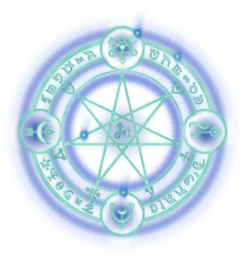 Green Circle Star Logo - green blue neon glow circle star witch witchcraft magic...