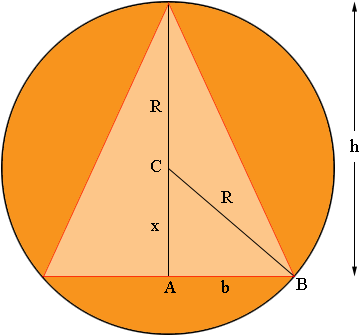 Orange Triangle with Circle Logo - An isosceles triangle inscribed in a circle - Math Central