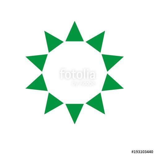 Green Circle Star Logo - Ten sides pointed star logo green sun template triangles