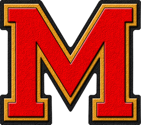 Gold and Red M Logo - Presentation Alphabets: Scarlet Red & Gold Varsity Letter M