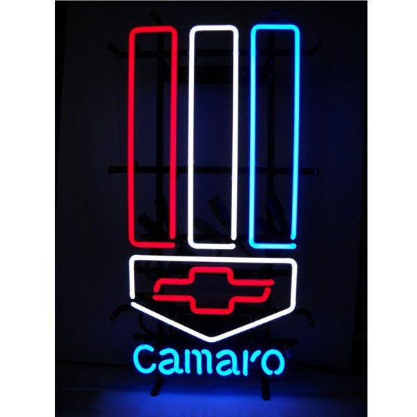 Camaro Logo - Chevrolet Camaro Logo Red White Blue Neon Sign at Retro Planet
