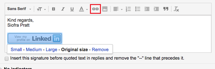 LinkedIn Hyperlink Logo - How to: Add a LinkedIn Button to Your Gmail Signature