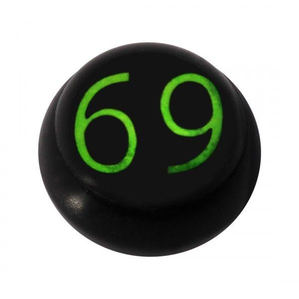 Black Ball Logo - Acrylic UV Black Ball for Tongue/Navel Piercing with 69 Logo