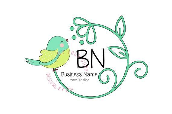 Green Colored Logo - Custom Logo Design bird cute colored Logo green teal bird | Etsy