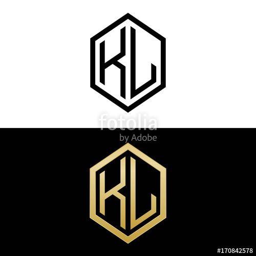 Kl Logo - initial letters logo kl black and gold monogram hexagon shape vector