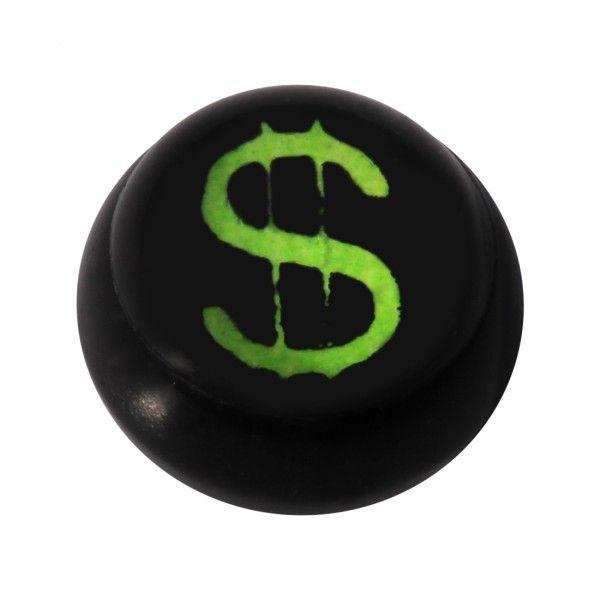 Black Ball Logo - Acrylic UV Black Ball for Tongue/Navel Piercing with Dollar Logo