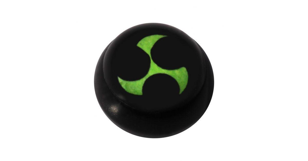 Black Ball Logo - Acrylic UV Black Ball for Tongue/Navel Piercing with Shuriken Logo