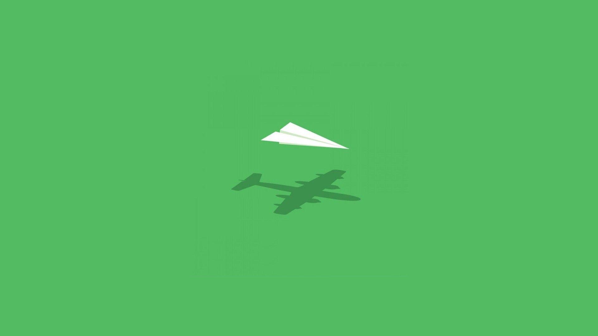Green Airplane Logo - Wallpaper : illustration, simple background, abstract, airplane