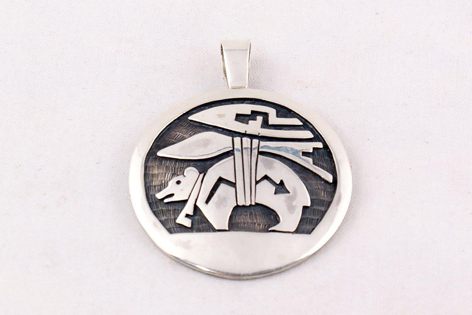 Silver Bear Logo - Hopi Overlay Sterling Silver Bear Pendant