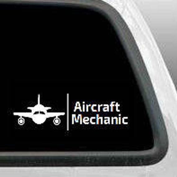 Aircraft Mechanic Logo - Aircraft Mechanic Decal Airplane Decals Gift Car Window Laptop