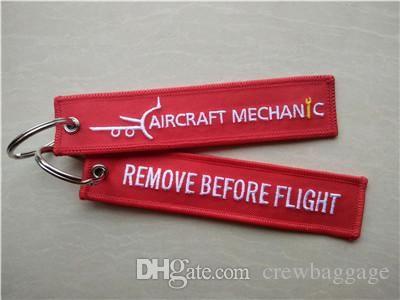Aircraft Mechanic Logo - Aircraft Mechanic Remove Before Flight Fabric Embroidery Keychain 13