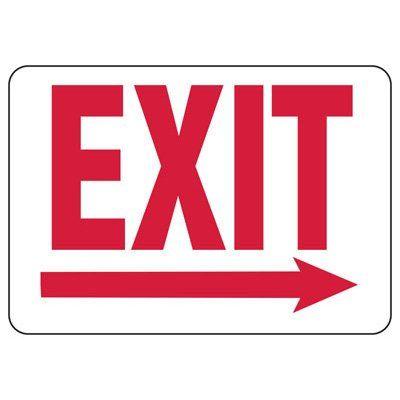 Red White Arrow Logo - Exit (Right Arrow) Sign, Red/White | Emedco