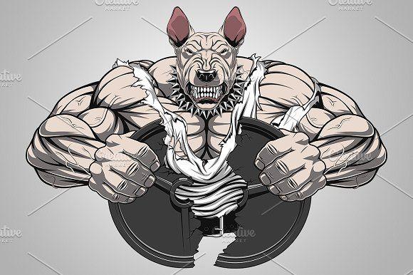 Angery Dog Bodybuilding Logo - Angry dog bodybuilder ~ Illustrations ~ Creative Market