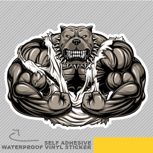 Angery Dog Bodybuilding Logo - Angry Dog Bodybuilder Muscles T shi Vinyl Sticker Decal Window Car ...