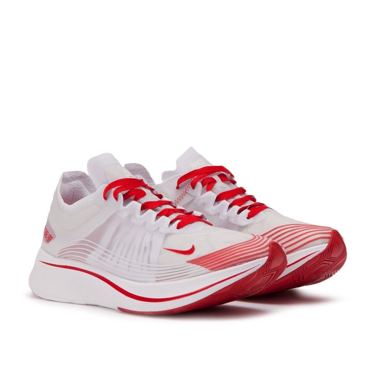 White with Red Sp Logo - Nike Zoom Fly SP (White / Red) AJ9282 100