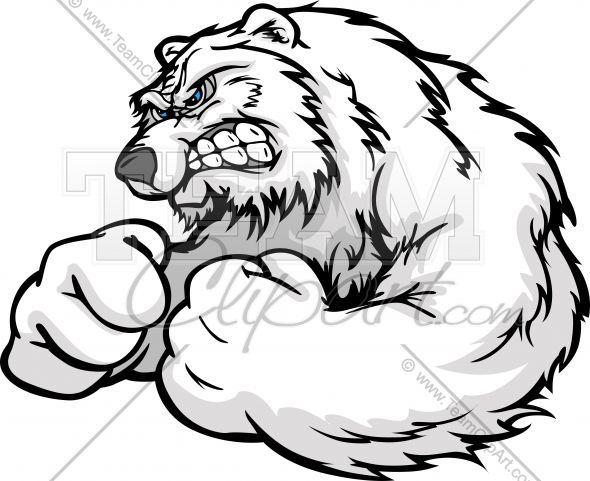 Angery Dog Bodybuilding Logo - Angry Polar Bear with Strong Arms in Muscular Pose Cartoon Vector ...