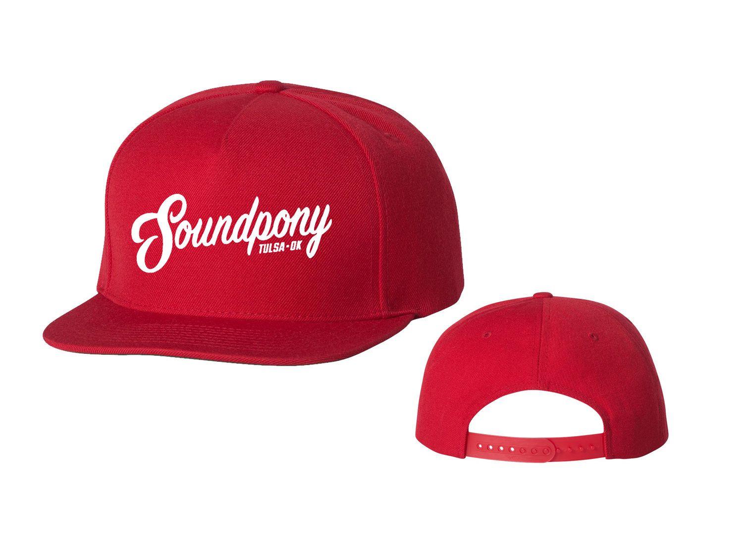 White with Red Sp Logo - Soundpony Cursive Snapback — Soundpony