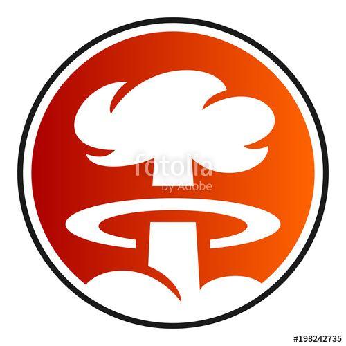 Mushroom Cloud Logo - Circular, gradient mushroom cloud (nuclear explosion) icon. Isolated ...