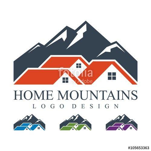 House Mountain Logo - Real Estate Logo. House Logo Design. Mountain Chalet Resort Logo ...