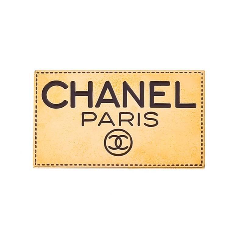 Chanel Vintage Logo - Vintage Chanel Paris Logo Brooch For Sale at 1stdibs