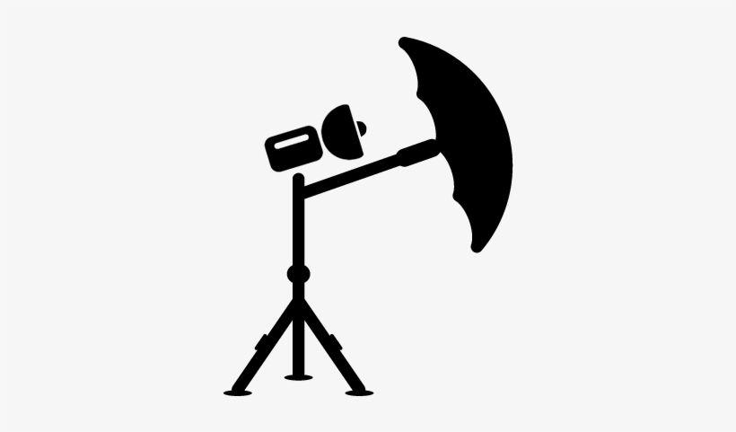 Umbrella Vector Logo - Photography Lamp Focus With Tripod And Umbrella Vector