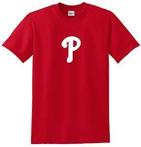 Long Red P Logo - Philadelphia Phillies T Shirt RED Phillie P Logo On Red Shirt