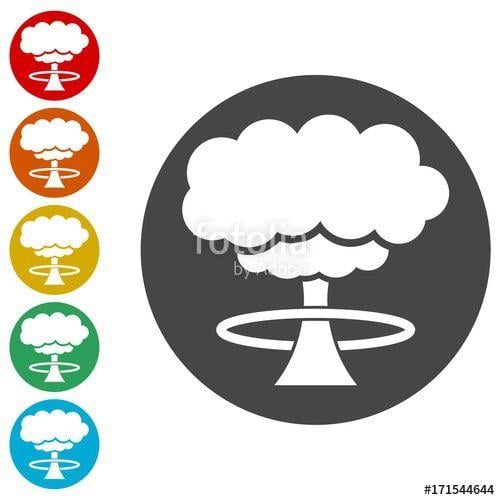 Mushroom Cloud Logo - Nuclear explosion mushroom cloud icons set Stock