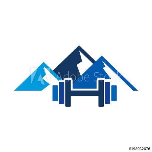 House Mountain Logo - Barbell Mountain Logo Icon Design this stock vector