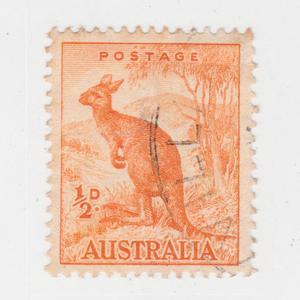 Orange Kangaroo Logo - Australian 1937 1 2d Orange Kangaroo Stamp