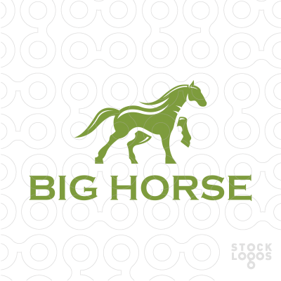 Green Horse Logo - Playful logo of a strong, powerful, big horse with huge strong legs ...