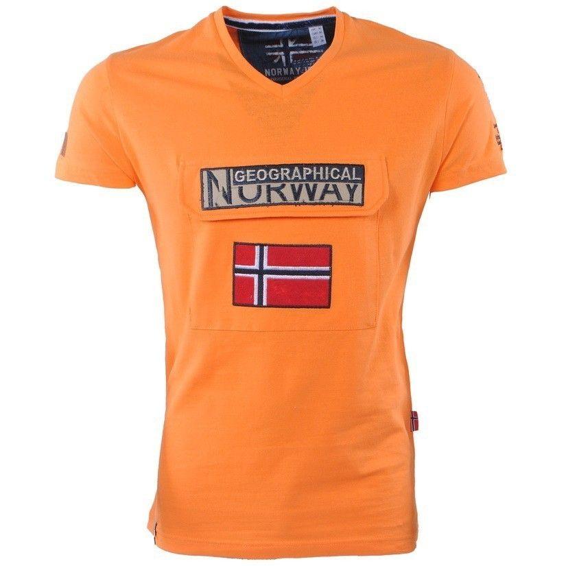 Orange Kangaroo Logo - Geographical Norway - Men's T-Shirt - V-Neck - Kangaroo Pocket ...