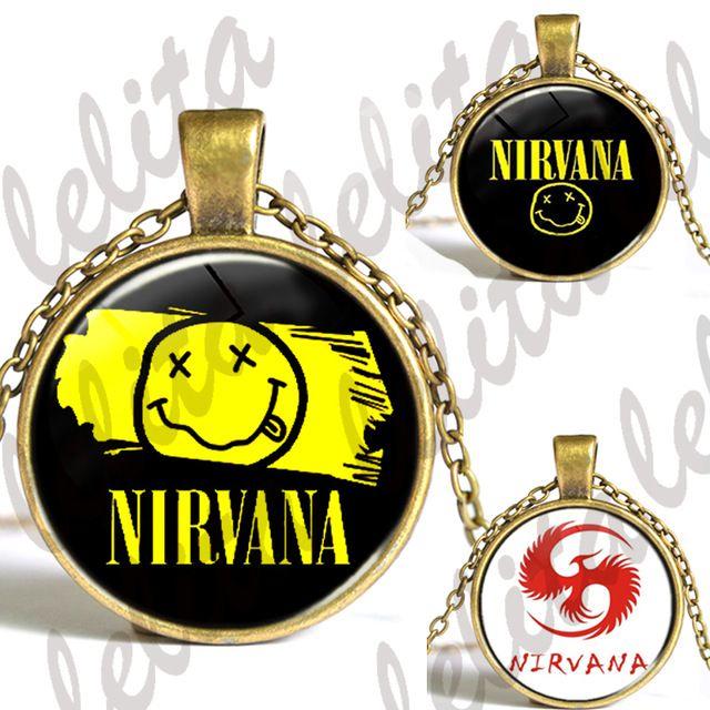 Nirvana Rock Band Logo - Rock band Nirvana logo jewelry glass dome necklace for rock fans ...