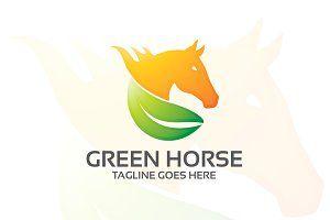 Green Horse Logo - outline walking horse line art logo ~ Logo Templates ~ Creative Market
