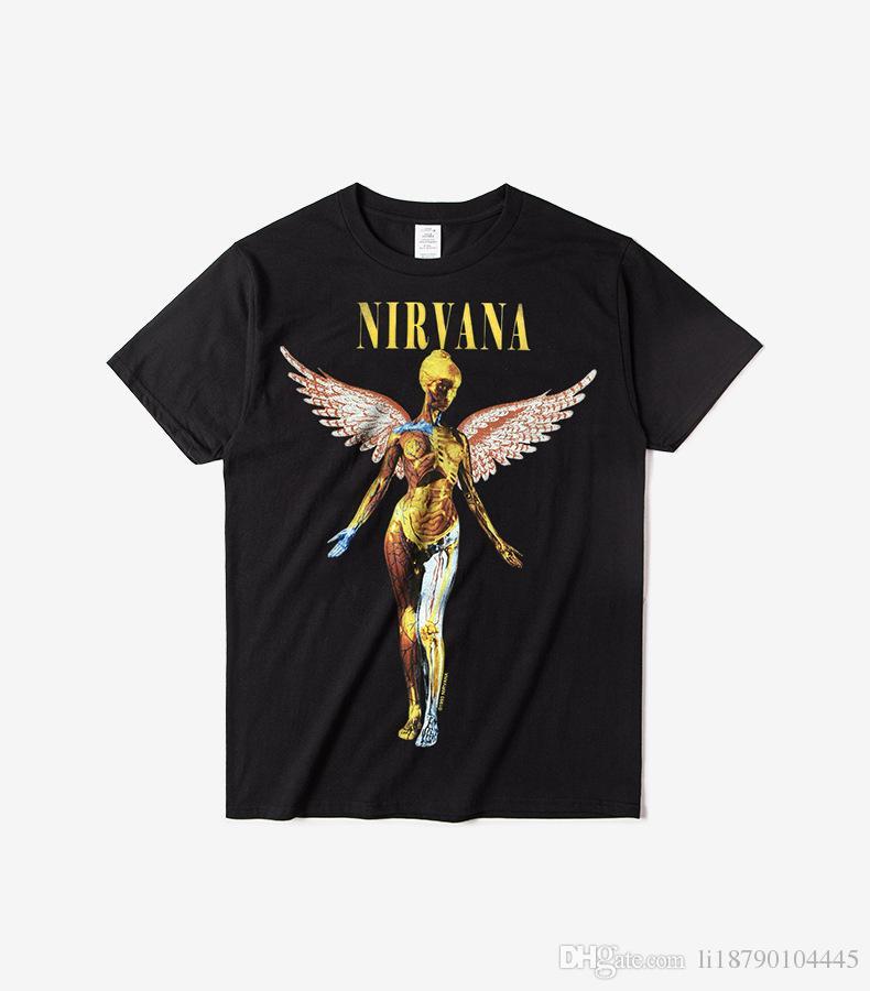 Nirvana Rock Band Logo - Hot New Popular Logo Menswear Nirvana Rock Band Angel Print